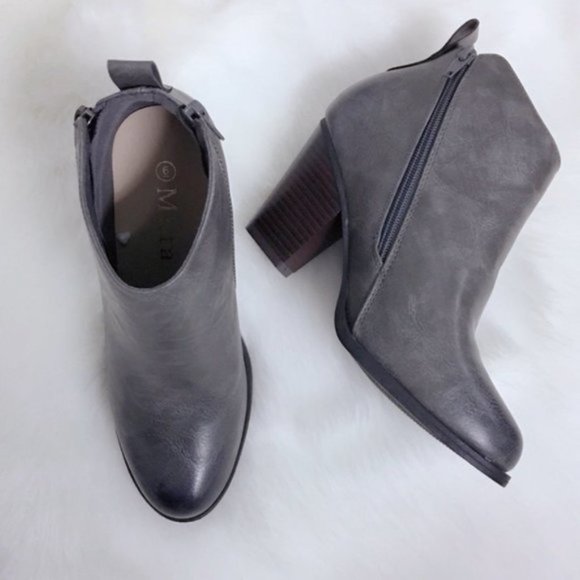 Booties Distressed Gray Double Side Zipper Ankle Booties - Picture 2 of 9